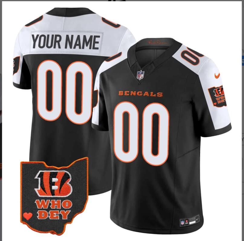 Men 2024 Nike NFL Cincinnati Bengals  Ohio Patch Vapor Limited Custom Jersey V2